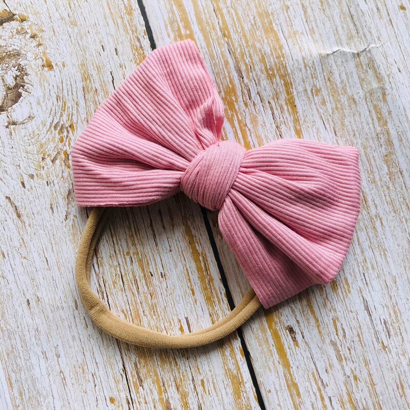 Xcqgh Mode Pasgeboren Hoofdband Peuter Baby Meisje Streep Haarband Effen Kleur Nylon Elastische: Roze