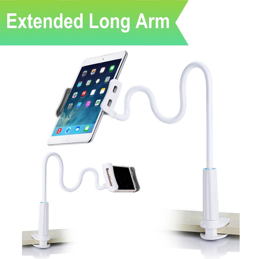 Ascromy praktisch Tablette Ständer Halfter Clip Für iPad Profi 11 10,5 9,7 iPhone XS Max Zauberstab flexibel Lange Arm Schwanenhals metall Halterung: Weiß