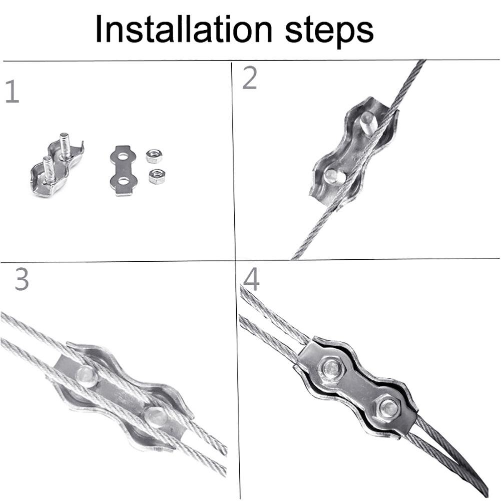 2Pcs M2-M8 Stainless Steel Wire Rope Single Grip Clips Cable Clamps Caliper