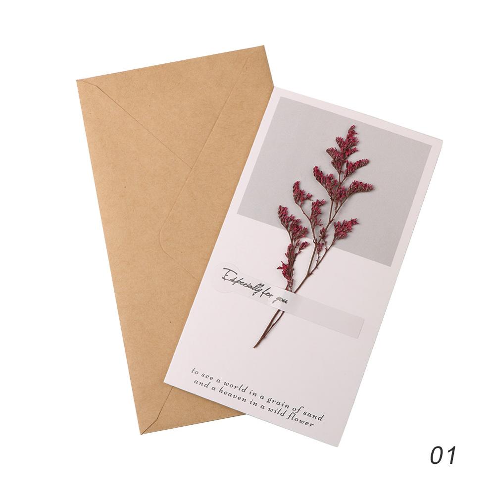 Tee-se-itse-kortti kutsukortti tyhjät kukat kuivakukkakortti äidin kiitospäiväkortti käsinkirjoitettu siunauskortti syntymäpäiväkortti: 01