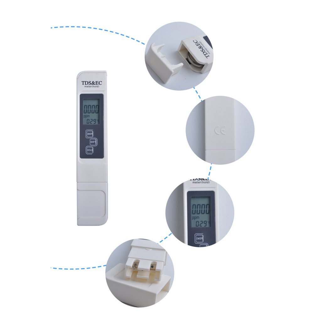 Testeur Qualité Eau 3 En 1 TDS/EC/Température - Écran LCD Rétroéclairé - Pour Eau Potable, Piscine, Aquarium, Bassin - Haute Précision
