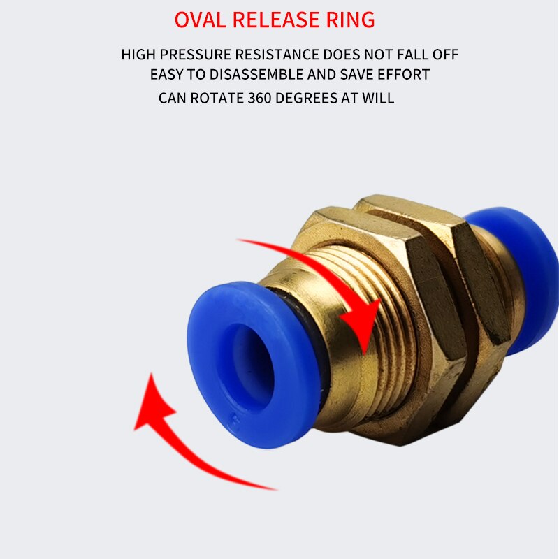 PM Straight Bulkhead Union Connector 4-12mm OD Hose Plastic Push In Gas Quick Connector Air Fitting Plumbing Pneumatic Fitting