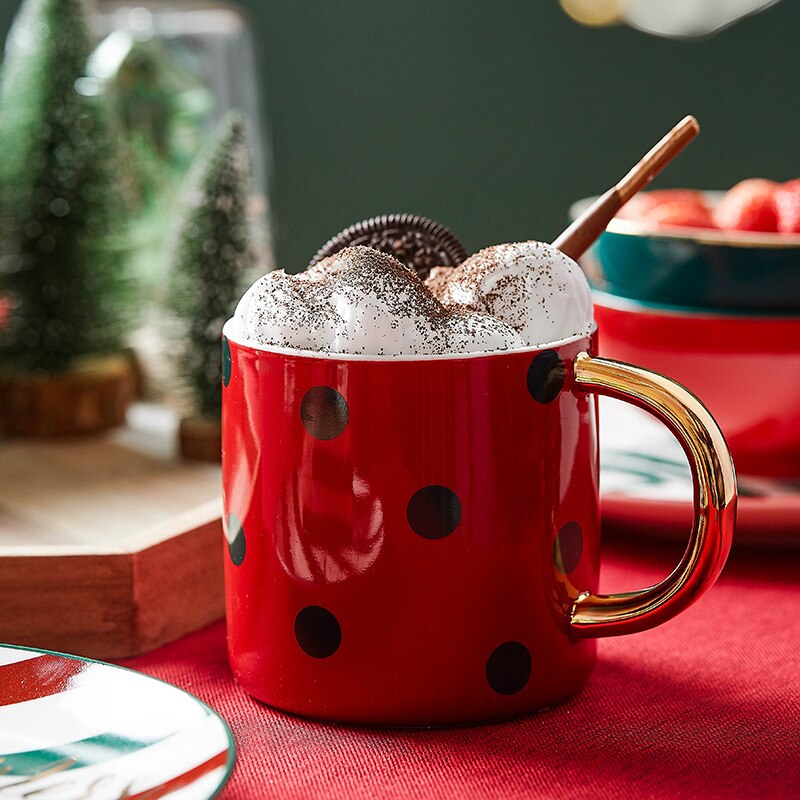 Juego de platos y cuencos de cerámica para Navidad, taza de café, cocina, fruta, ensalada, sushi, plato de postre, juego de vajilla, bandejas decorativas