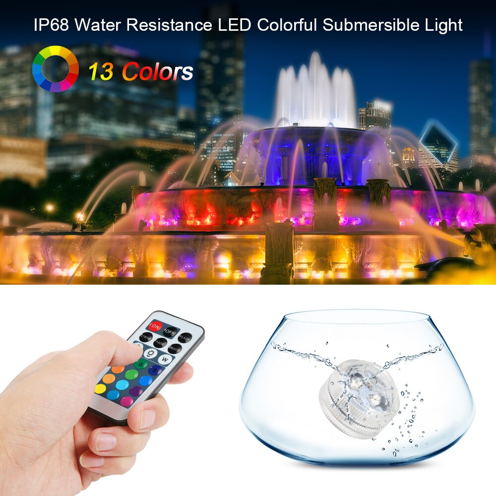 Submersible LED Lights Waterproof RGB Underwater Light For Wedding Tea Light Tub Pond Pool Bathtub Aquarium Party Vase Decor
