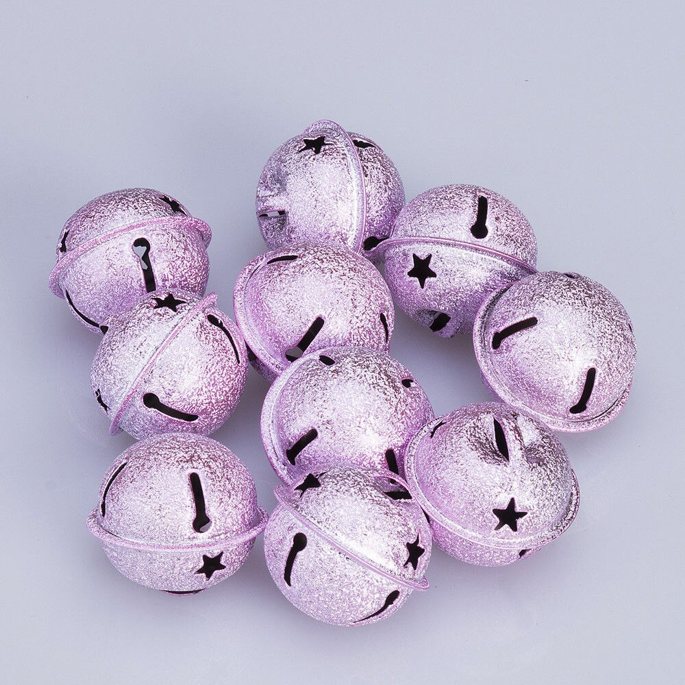 10 stk løse perler jingle bells vedhæng charms juledekoration xmas diy håndværk: Lyserød