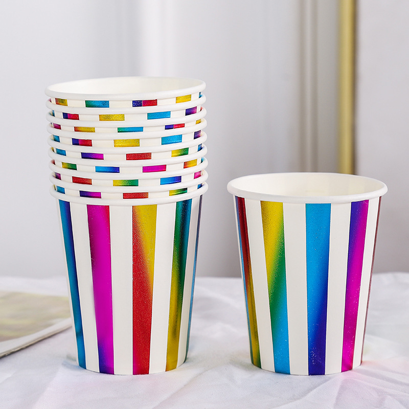 10Pcs Golden Cup Party Papier Servies Verjaardag Party Diner Plaat Stip Gestreepte Cup Voor Wedding Party Decoratie Collectie: 16style-cup-10pcs