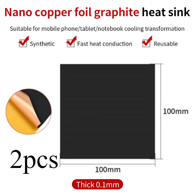 Graphene Copper Sheet Thermal Sticker for Passive Heatsink Heat Dissipation Spreader Pad Computer Phone GPU CPU Cooling Mat 2PCS