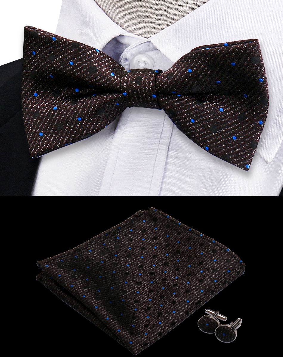 Conjunto de 3 piezas de pajarita, pañuelo, gemelos, conjunto para camisas de hombre, ajuste de negocios, boda, mariposa, Paisley, bolsillo, pajarita cuadrada para hombre: Morado oscuro