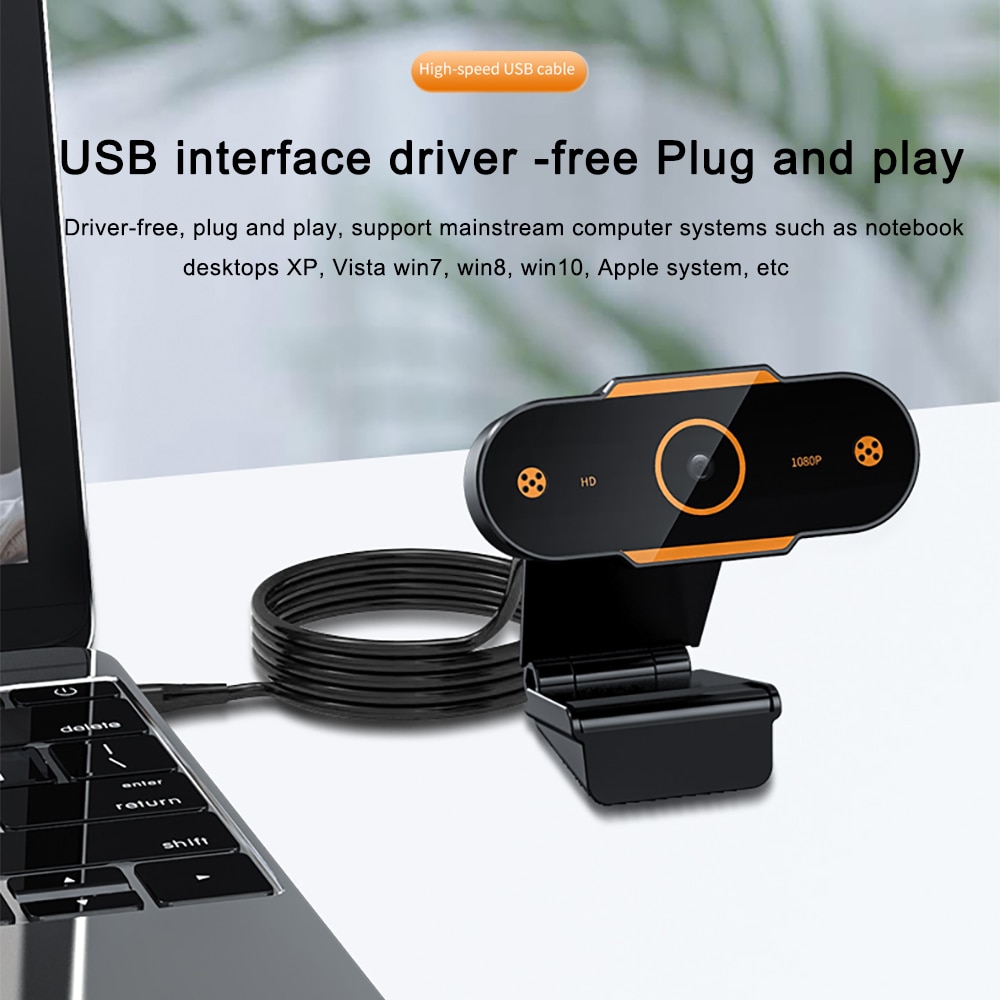 HD 1080P Webcam Mini Computer PC WebCamera with Mic Auto Focus Cameras for Live Broadcast Video Calling Conference Work