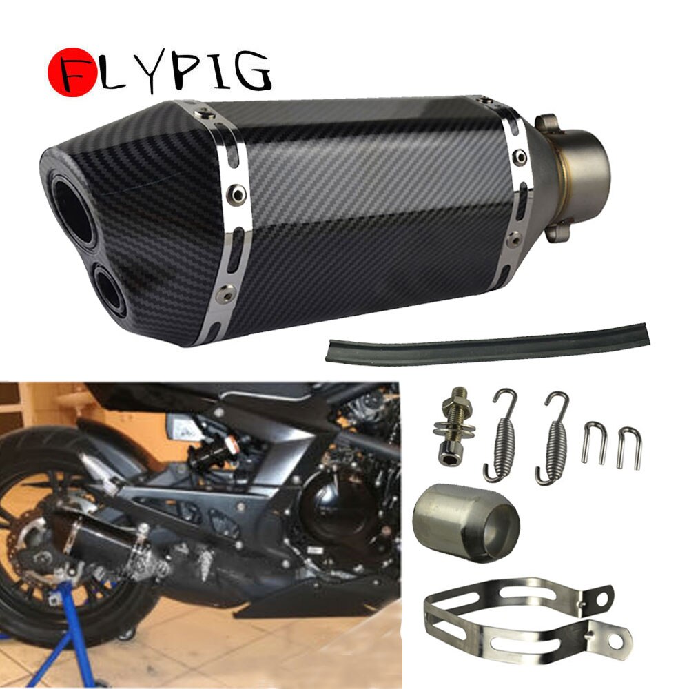 FLYPIG silenciador de escape Universal de acero inoxidable tubo de escape deslizante en 38mm-51mm motocicleta Dirt Street Bike Scooter ATV Quad: D Black 310mm
