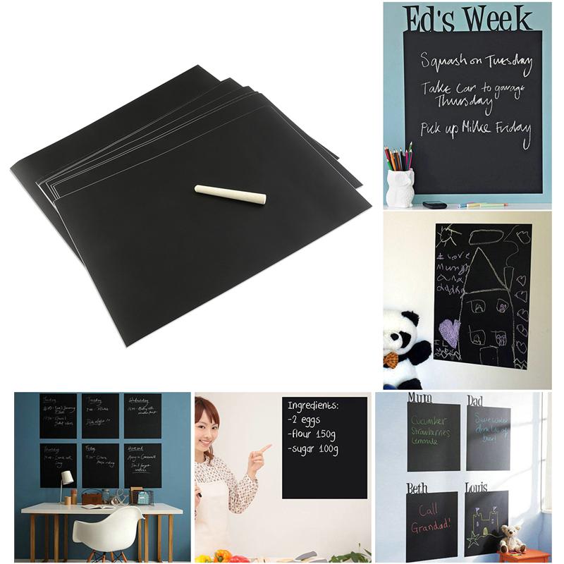 8Pcs Krijtbord Blackboard Stickers Verwisselbare A4 Size Krijtbord Muursticker Decal Met 1 Krijt Schoolbord Sticker Black Board