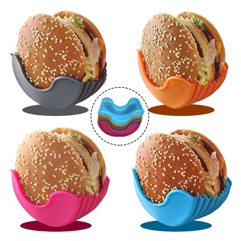 Hamburgare återanvändbara anti-smutsiga händer kiselgel smörgåsar hållare låda nötkött press patty smält hamburgare bulle skal köksredskap