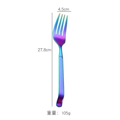 Newest Rainbow Stainless Steel Kitchen Utensil Set Big Size Public Buffet Spoon Colander Fork Shovel Kitchenware Cooking Tools: Fork