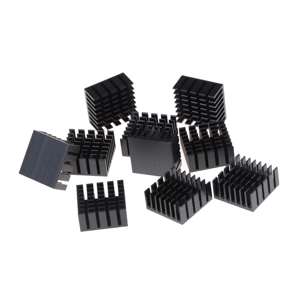 10 stk/parti 20mm x 20mm x 10mm køleplader køleplader køler aluminium radiator sort farve