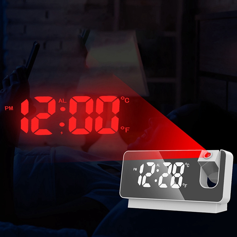Projectie Wekker Digitale Datum Snooze Functie Achtergrondverlichting Projector Bureau Tafel Led Klok Met Tijd Projectie