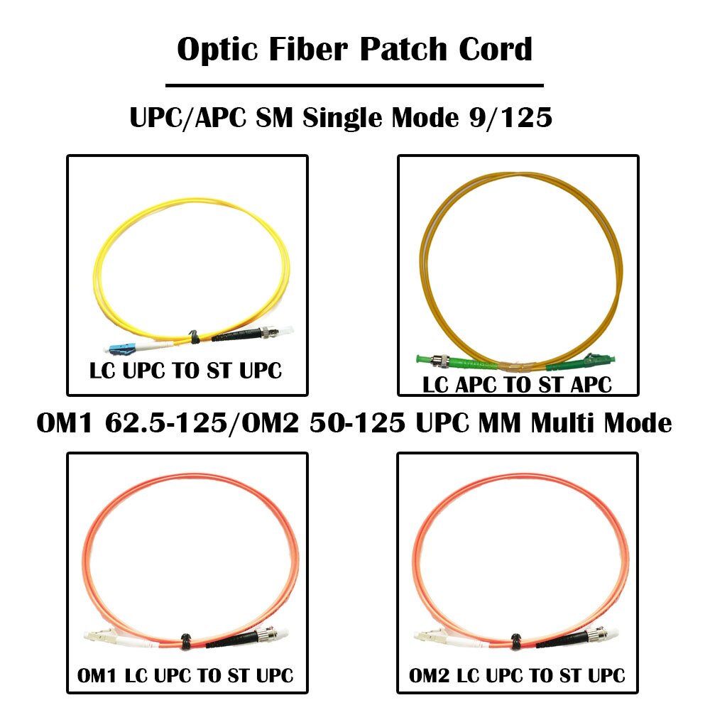 5 Pieces 15 Meter LC TO ST Fiber Patch Cord UPC/APC Single Mode SM Multi Mode MM Simplex 3.0mm Ethernet Networking FTTH