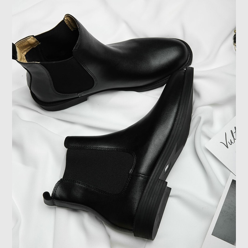Britse beroemdheid microvezel leren chelsea boots dames stretchband platte winter enkellaarsjes schoenen dames korte pluche laarzen