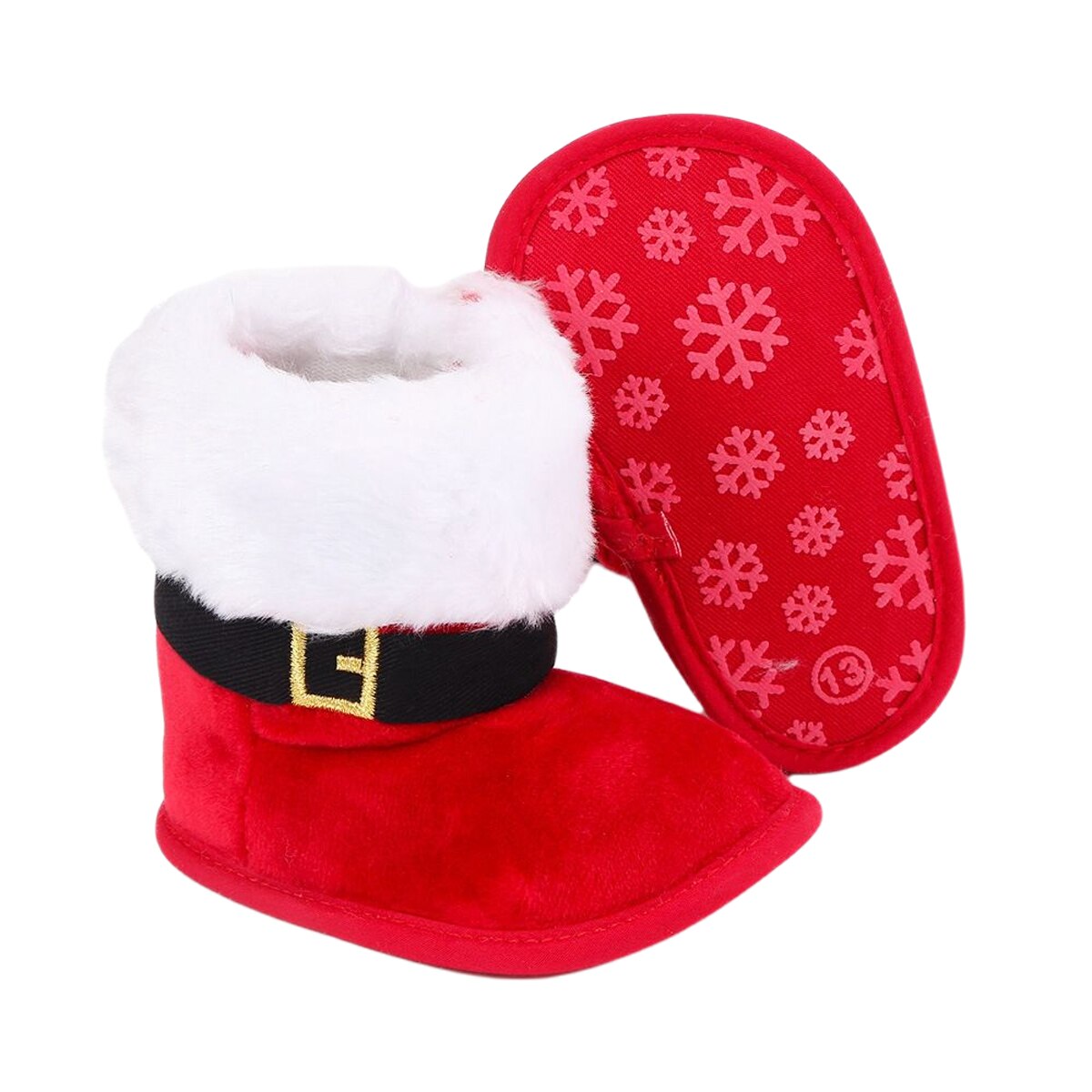 Botas de nieve navideñas para bebé, zapatos cálidos de Santa Claus para primeros pasos, lana tejida de croché para bebé, niño y niña botas para