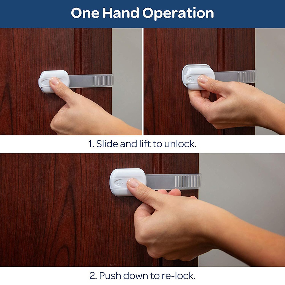 16 PCS Child Safety Cabinet Locks Baby Proofing Adjustable Strap Lock Multi Use Latches for Drawers Cupboards Dresser Oven
