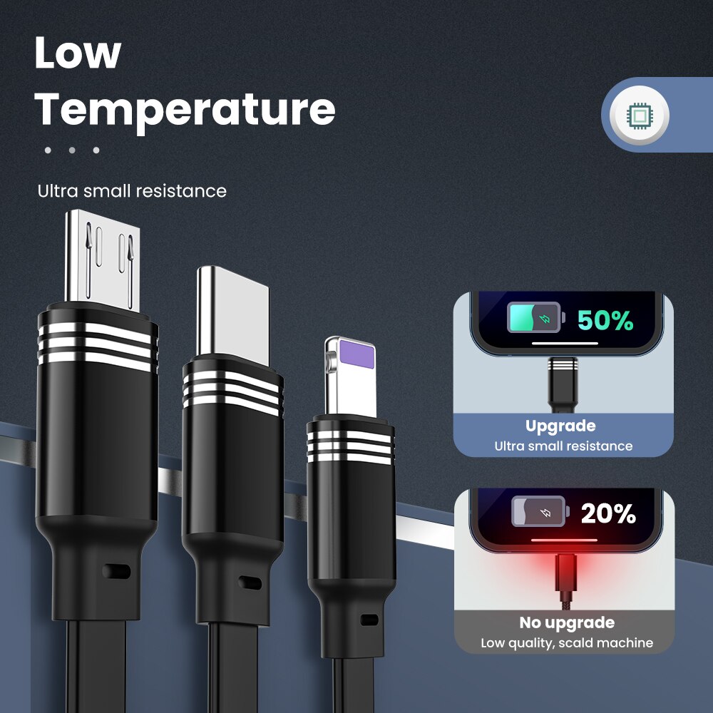 Voor Iphone 13 3in1 8 Pin Micro Usb Type C Kabel Voor Huawei Samsung Usb C Lader Kabel Intrekbare 120cm 3A Opladen Usb C Kabel