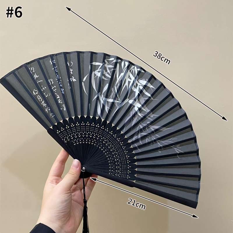 Bamboe opvouwbare ventilator met kwastjes Retro doek Art Craft Fan Chinese stijl Party Dancing Hand Fans Draagbare decoratieve ventilator: Licht Geel