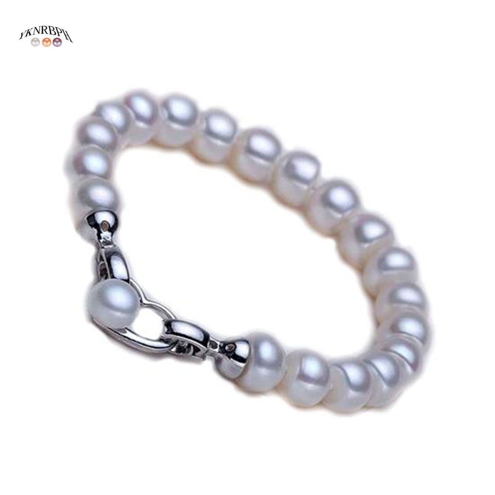 YKNRBPH Women's Exquisite Pearl Bracelet S925 Sterling Silver Bride Weddings Jewelry Charm Bracelets