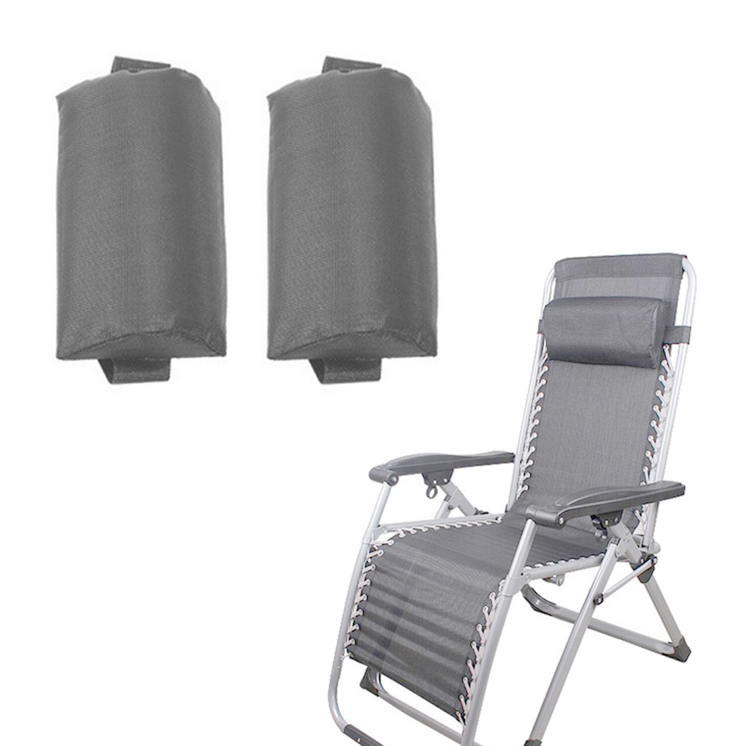 2 stk universal udendørs foldbar loungestol pude hovedstøtte nakkestøtte hovedpude til udendørs picnics i baghaven strand pool have: Grå