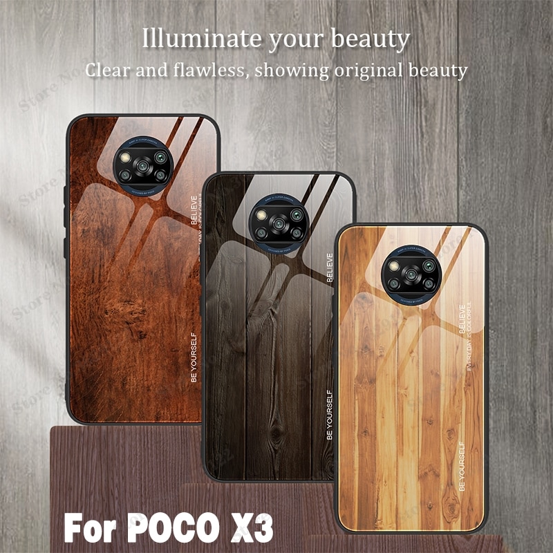 Houtnerf Case Voor Xiaomi Pocophone Poco X3 Case Hard Pc Back Case Cover Siliconen Rand Gevallen Op Voor Xiaomi poco X3 Nfc F2 Pro