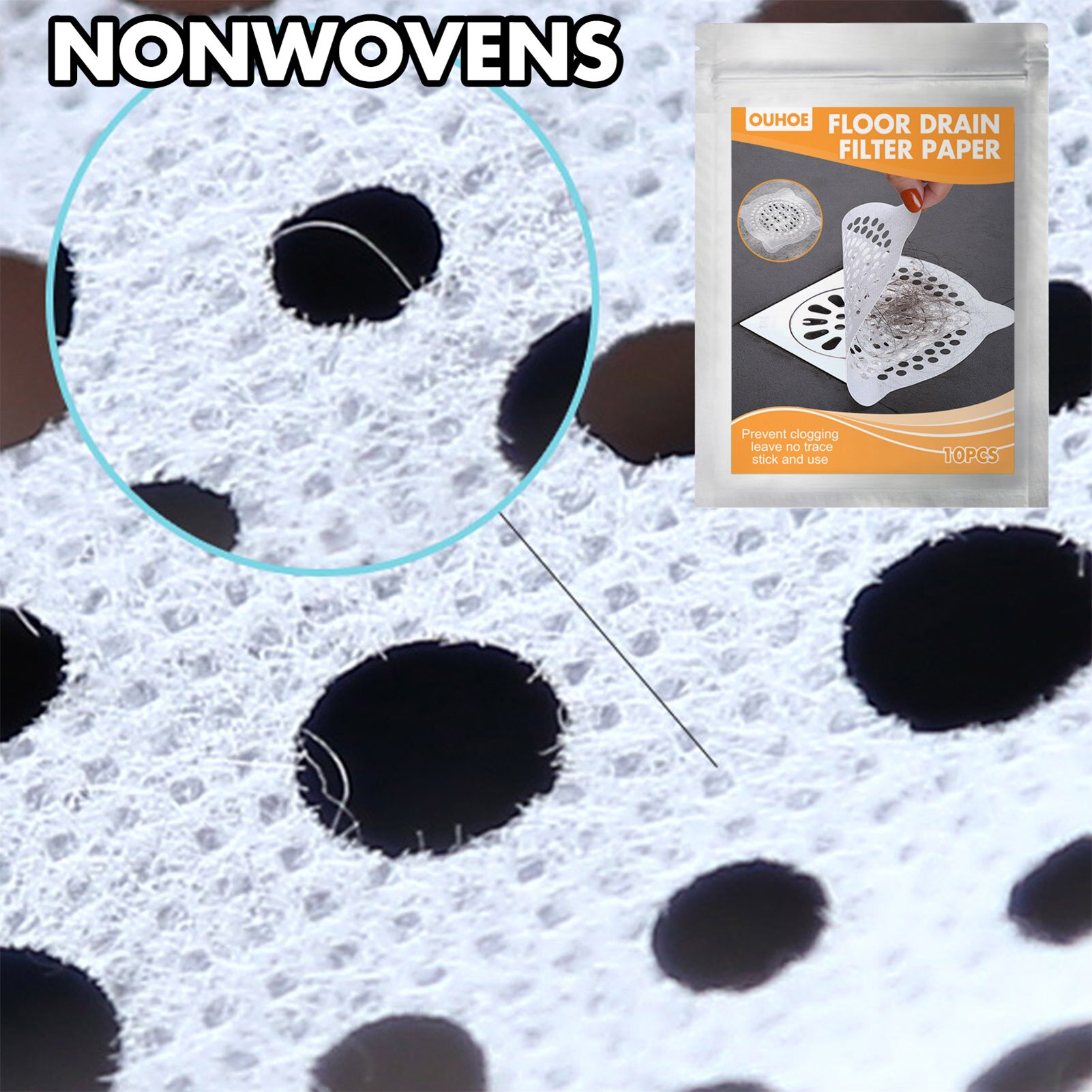 Rejilla desechable para drenaje de ducha, accesorio para el pelo, uso más higiénico y práctico, protección para alcantarillado, paquete de 10/50 unidades