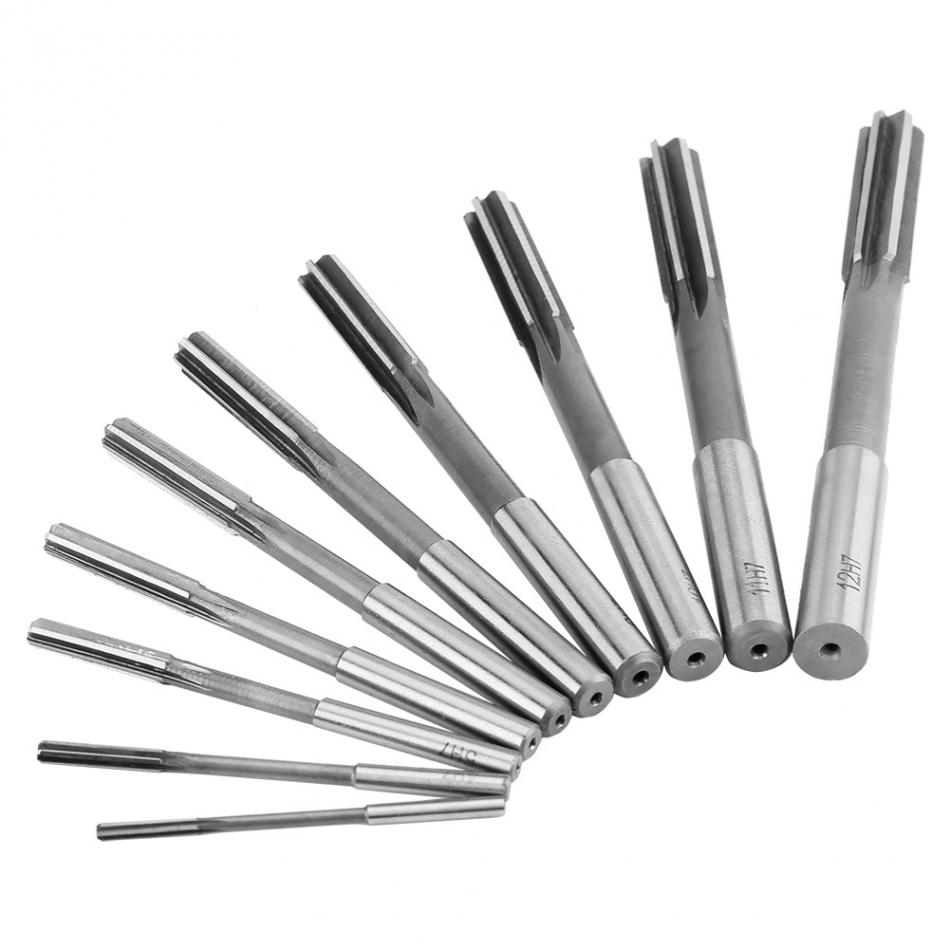 10pcs/set HSS H7 Machine Reamers Straight Flute Reamer Machine Cutter 3/4/5/6/7/8/9/10/11/12mm Woodworking Tools