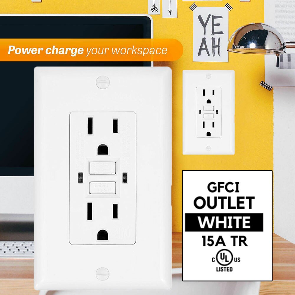 Professinal White 15A AMP GFCI GFI Receptacle Outlet TR Tamper Resistant UL Listed 110V Electrical Sockets