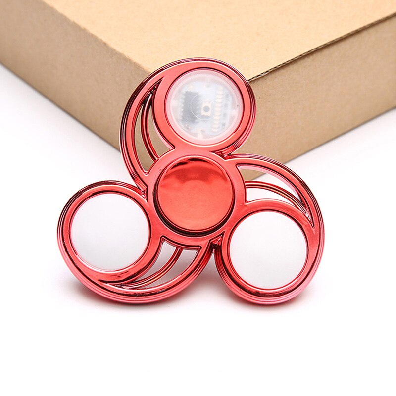 Colorful Metal gyro Magic Wind Spinning ＆ Luminous LED light Fidget Spinner Hand Top Finger Hand Stress Relief Toys: Style 2-RD