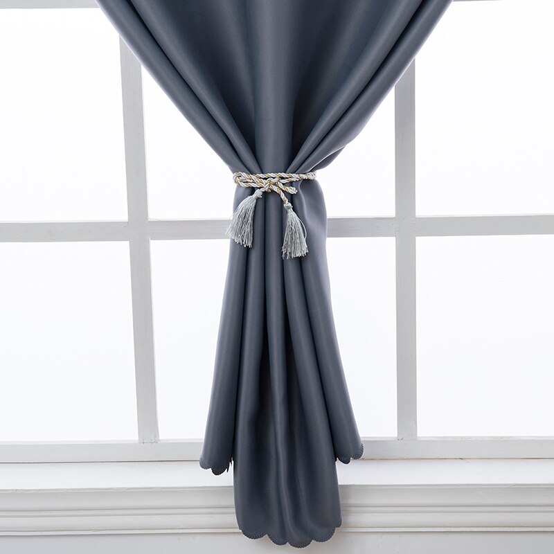 Cortina opaca para dormitorio a prueba de polvo de Color sólido correa de Velcro golpe instalación gratis cortinas cocina cortina para ventana de salón: Dark gray