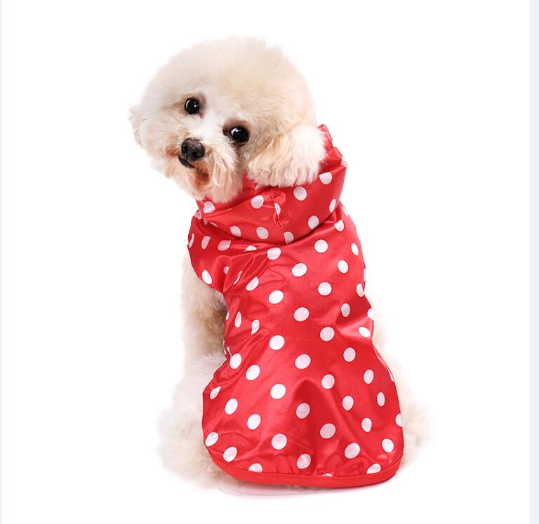 Pawzroad hund sød regnfrakke med pakke prik jakke vandtæt frakke 4 størrelse rød/blå tilgængelig kæledyr beklædning hund kat tøj: Rød / 25cm
