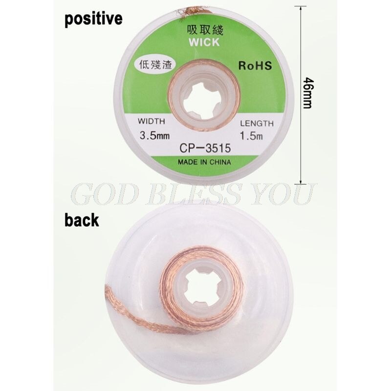 1.5M Desoldering Braid Welding Solder Remover Wick Wire Low Residue Tin Strip Lead Cord Flux BGA Repair Tool