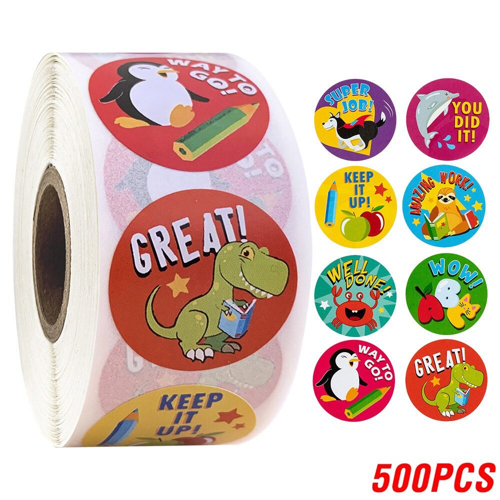 100-500pcs Encouragement Sticker Reward Stickers Roll For Kids Motivational Stickers With Cute Animals For Students Teachers: QY531-500pcs