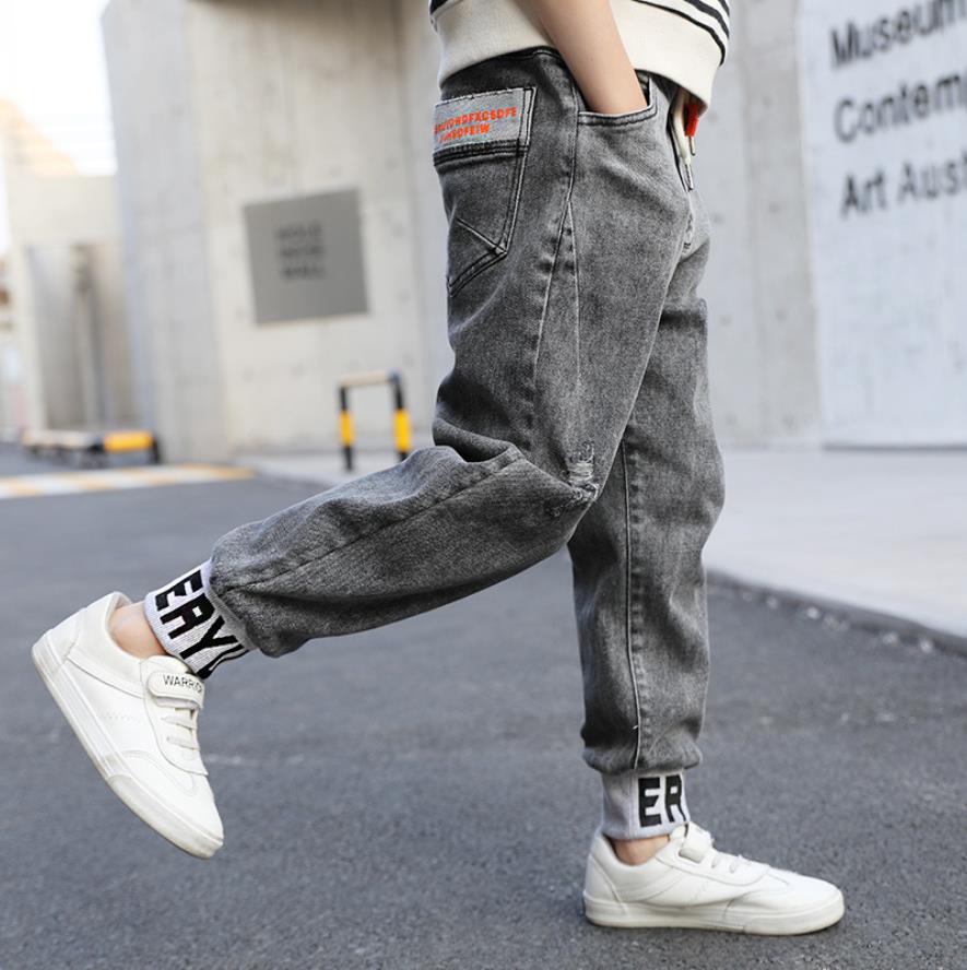 110-150cm Boys Casual Jeans Trousers Autumn Denim Pants Kids Children Loose Pants Bottoms Clothing 4-11Y