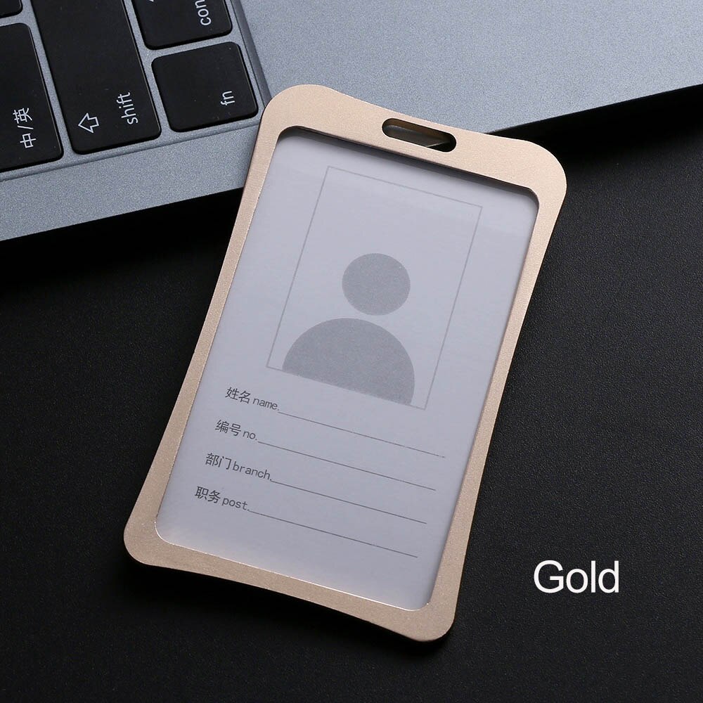 Soportes de tarjetas de trabajo de aleación de aluminio, Tarjeta De Nombre Vertical de Metal, estuche de identificación, etiqueta de exposición, accesorios para oficina y escuela, 1 ud.: gold 030