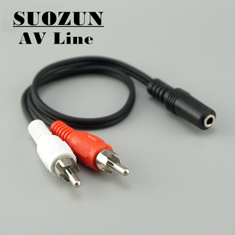 SUOZUN 3.5mm Y Adapter Stereo Audio 3.5MM Jack Female To Standard 2RCA Lotus Head Male Socket Headphones Aux Cable
