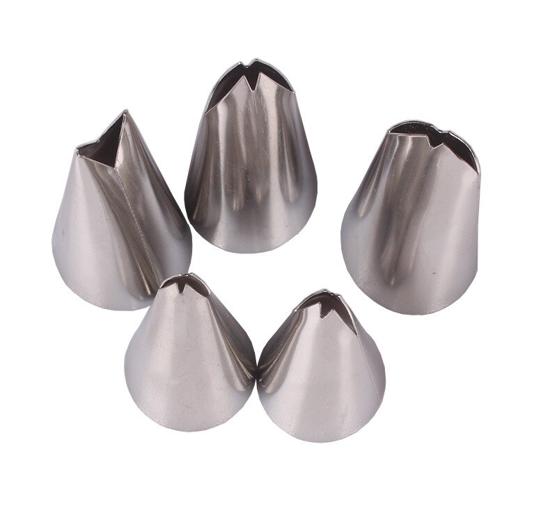 Boquillas de hojas de acero inoxidable para manga pastelera, boquillas para pastelería, herramientas de decoración para hornear pasteles, 5 uds.: 5PCS