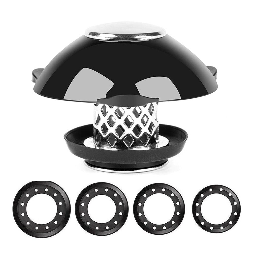 Bathtub Stopper Hair Catcher for Shower Drain 2 in 1 Prevent Hair Clogs Black Hair Catcher Sealing Rings Kitchen Accessories: Default Title