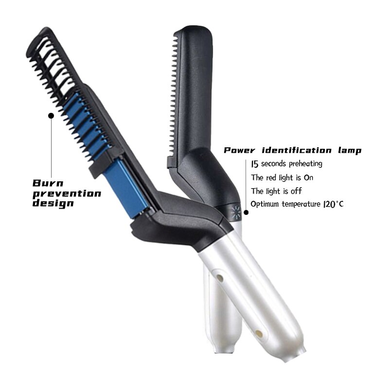Multifunktionel elektrisk hår kam børste skæg glattejern skæg glatning kam glat hår curler styling værktøj