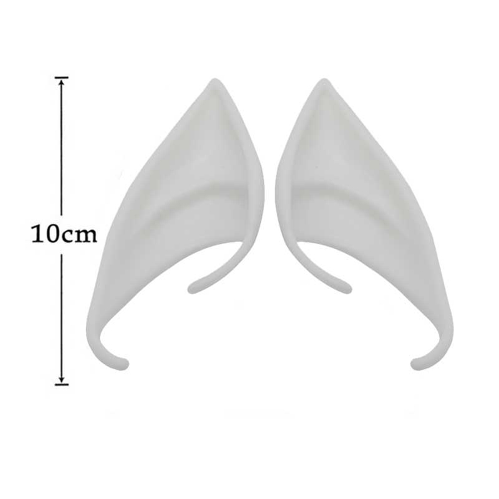 Begränsa 100 halloween latex elf öron älva pixie cosplay krok på fancy dress öron tillbehör: Vit -10cm