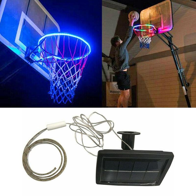 Kleurrijke LED Mand Hoepel Zonne-energie Opladen Basketbal Mand Hoepel Velg Spelen 'S Nachts Schieten Accessoires Bevestiging