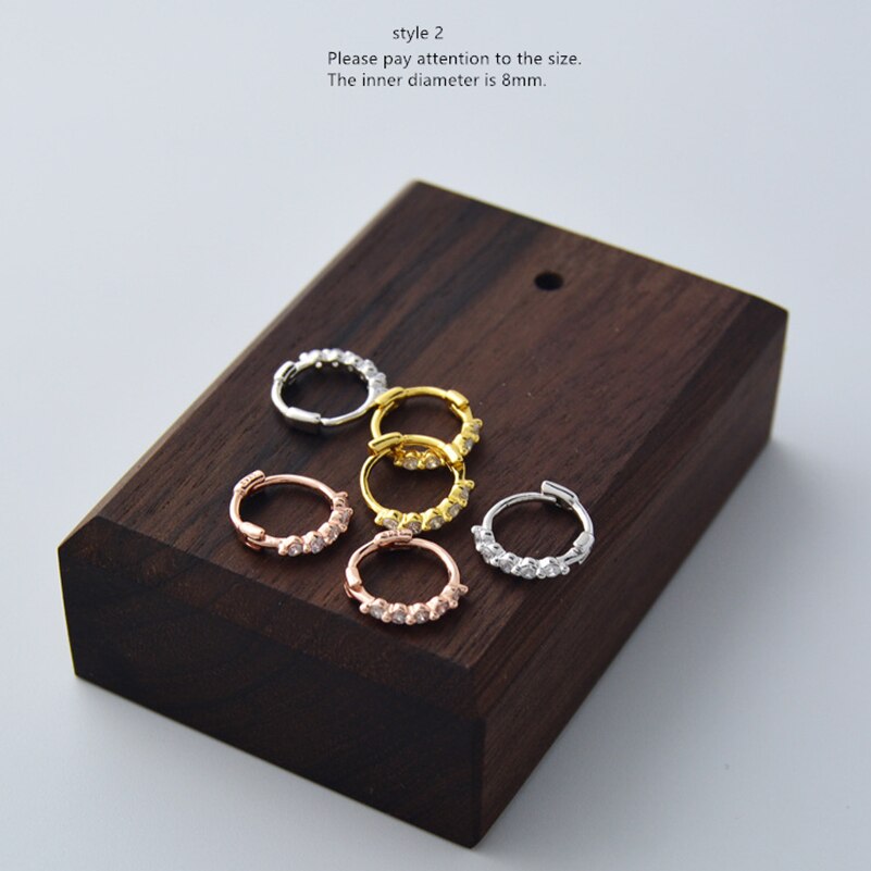 925 Sterling Zilveren Oorbellen Delicate Ronde Zirkoon Oor Ring Oor Bot Oor Gesp Wilde Persoonlijkheid Vrouw Meisje Oor Sieraden