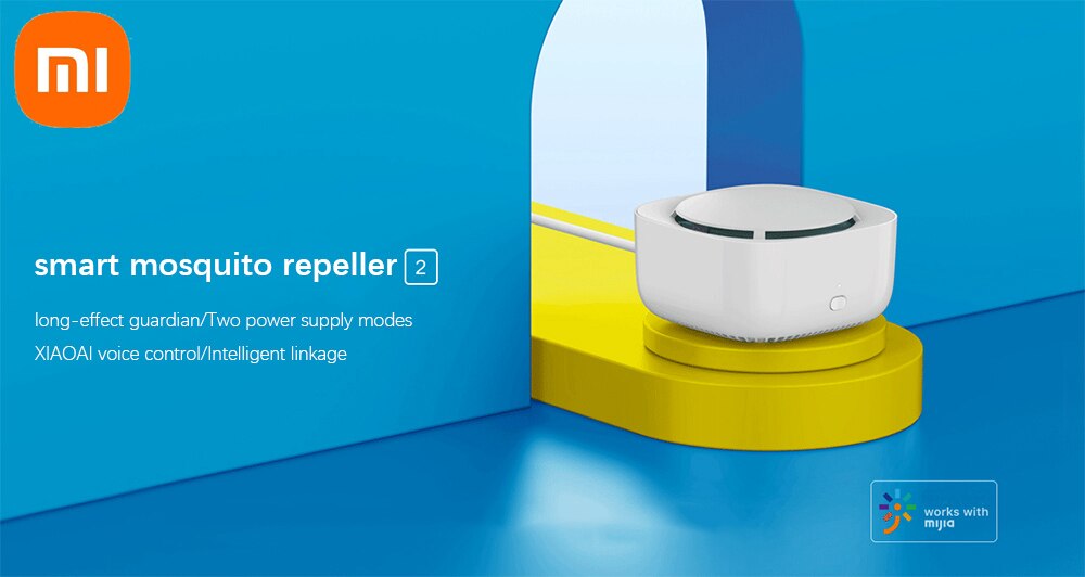 Xiaomi-repelente de mosquitos inteligente 2, repelente de mosquitos no tóxico, recargable por USB, funciona con la aplicación Mijia,