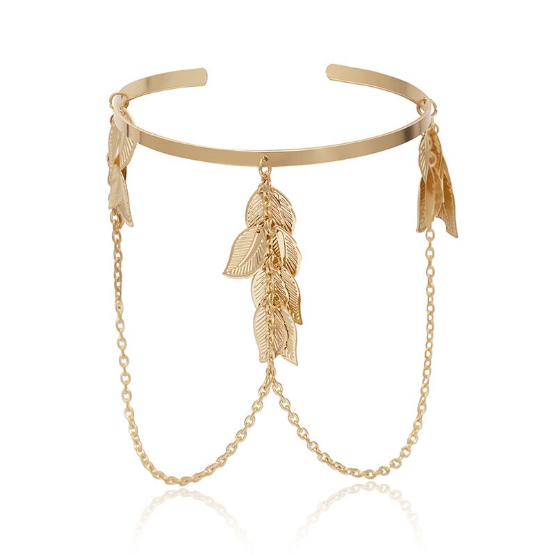 Boho guld/silver färg blad överarm armband för kvinnor älskar retro armband armband smycken kvinnliga berlocker armband manschett femme: Guld-