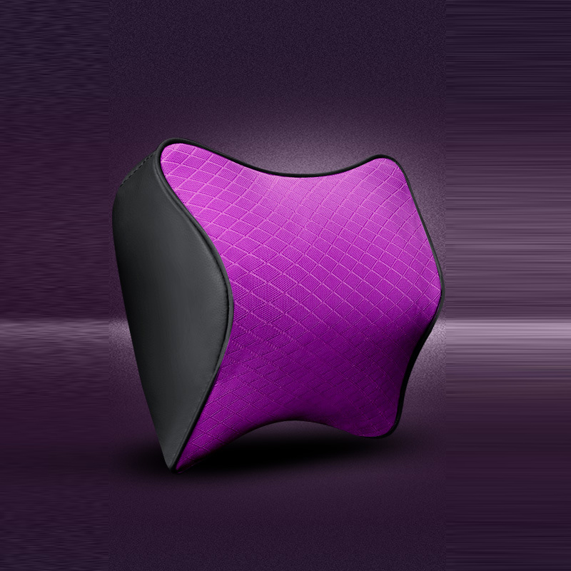 Auto Kissen Kopf Hals Rest Massage Auto Kissen Raum Speicher Hals Kopfstütze Auto Abdeckung Nacken Kissen Sitz Kopfstütze Zubehör 002: Kopfkissen Violett