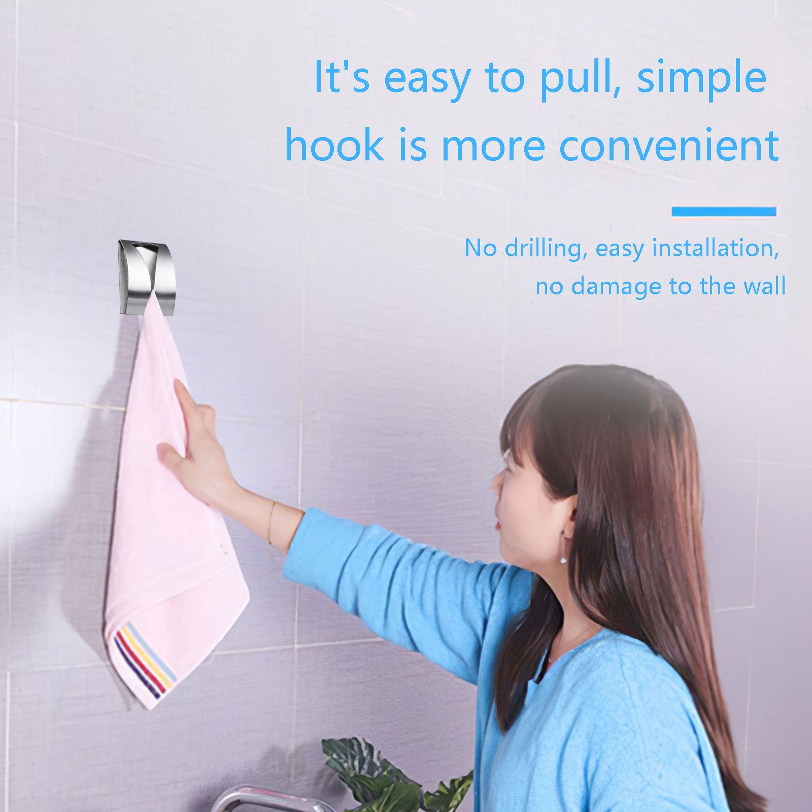 4pcs Stainless Steel Push In Holders Self-Adhesive Push In Tea Towels Cloth Holder Towel Rack Multifunction Bath Bathrobe Hanger