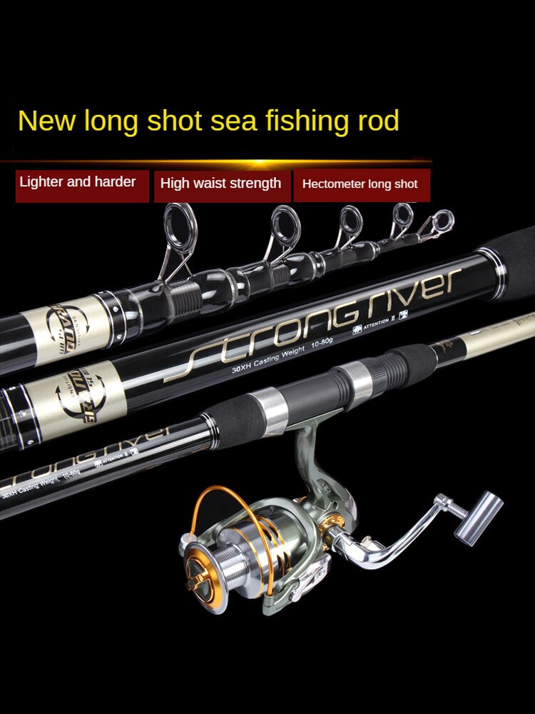Telescopic Fishing Rod SpinningCarbon Fiber Rock Pole Fishing Pole Rotating Ocean Boat Fishing Distance Throwing Pole